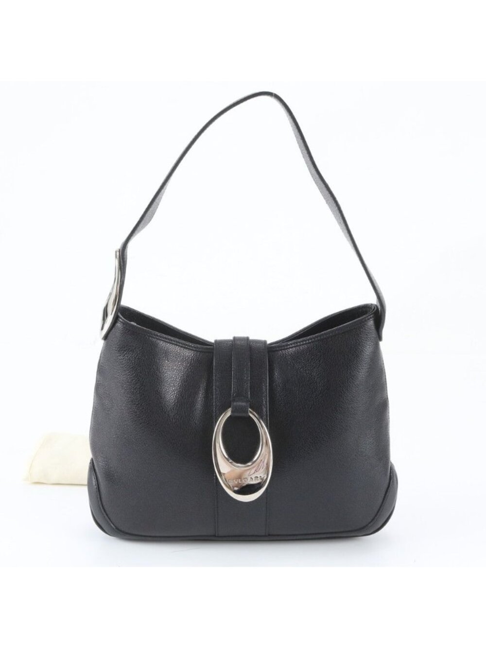 Bvlgari Hobo Leather Shoulder Bag Tote Hand Black